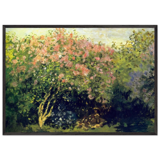 Lilacs in the Sun - claude monet 70x100 cm / 28x40 inches Framed Art Print – Black Wooden Frame