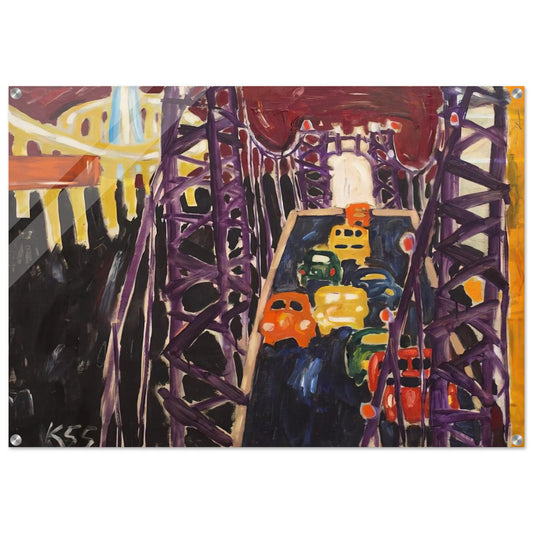 George Washington Bridge, with Cars - Allan Kaprow Acrylic Print - 70x100 cm / 28x40″ inches | Allan Kaprow Wall Art | Allan Kaprow Prints