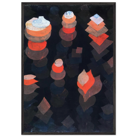 GROWTH OF THE NIGHT PLANTS 1922 - Paul Klee 70x100 cm / 28x40 inches Framed Art Print – Black Wooden Frame