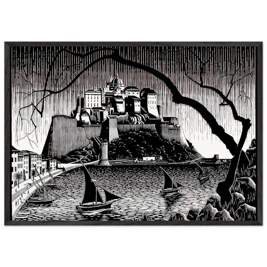 CITADEL OF CALVI CORSICA - MC Escher Framed Art Print – Black Wooden Frame - Default Title - -Framed Art Print
