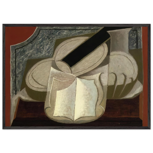 BOOK AND GUITAR 1925 - Juan Gris Framed Art Print – Black Wooden Frame - Default Title - -Framed Art Print