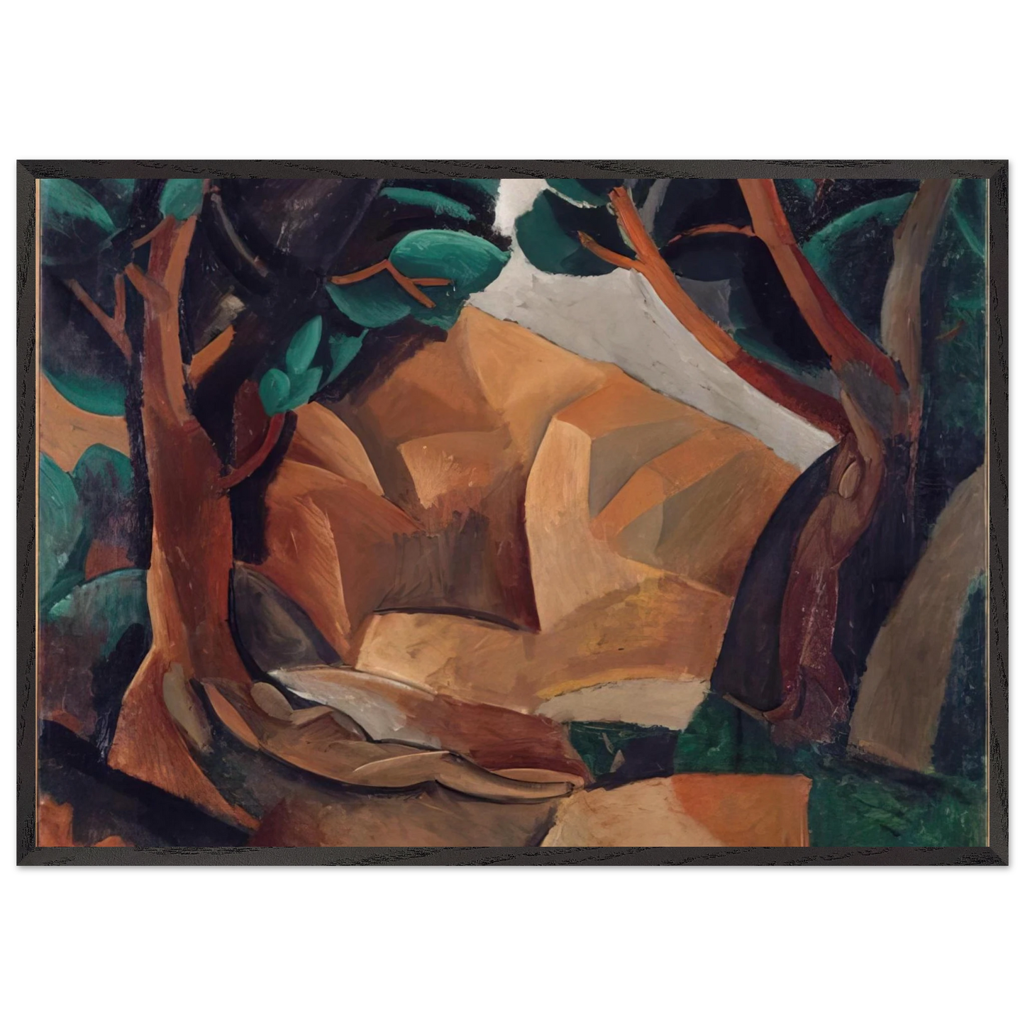 Paysage aux deux figures - 1908  France - Pablo Picasso Framed Art Print – Black Wooden Frame - Default Title - -Framed Art Print