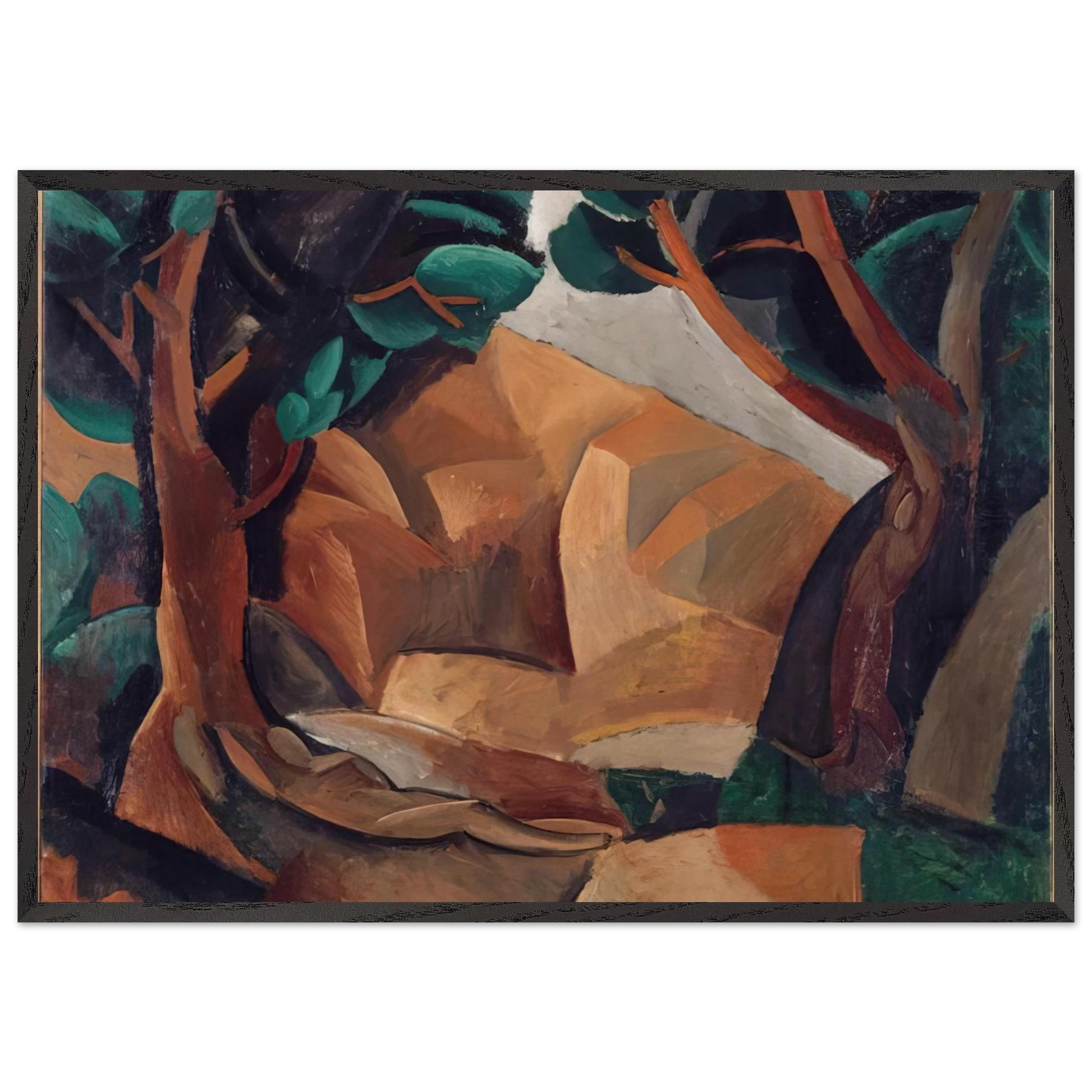 Paysage aux deux figures - 1908  France - Pablo Picasso Framed Art Print – Black Wooden Frame - Default Title - -Framed Art Print