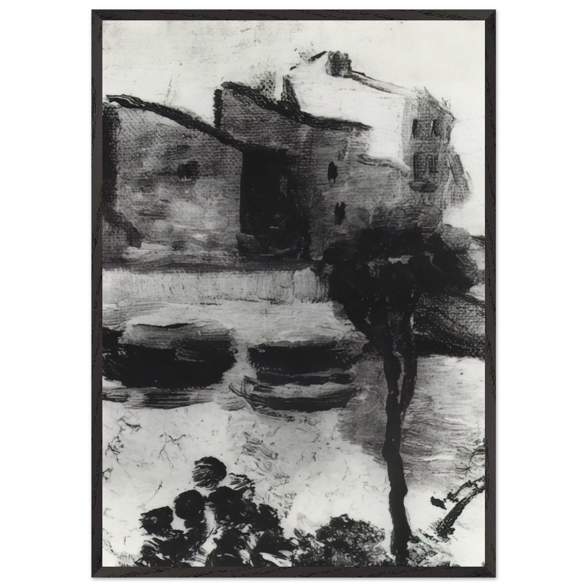 LLANE BEACH CADAQUES - Salvador Dali Framed Art Print – Black Wooden Frame - Default Title - -Framed Art Print