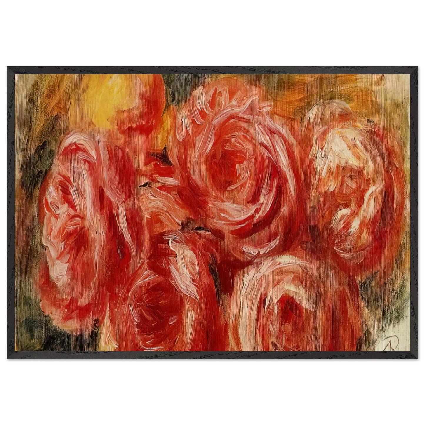 Red Roses - Pierre-Auguste Renoir 70x100 cm / 28x40 inches Framed Art Print – Black Wooden Frame