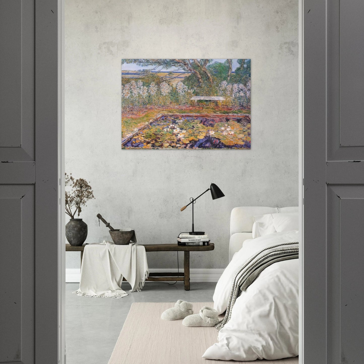 A long island garden - Childe Hassam Brushed Aluminum Print - 70x100 cm / 28x40 inches | Childe Hassam Aluminum Print | Childe Hassam Prints