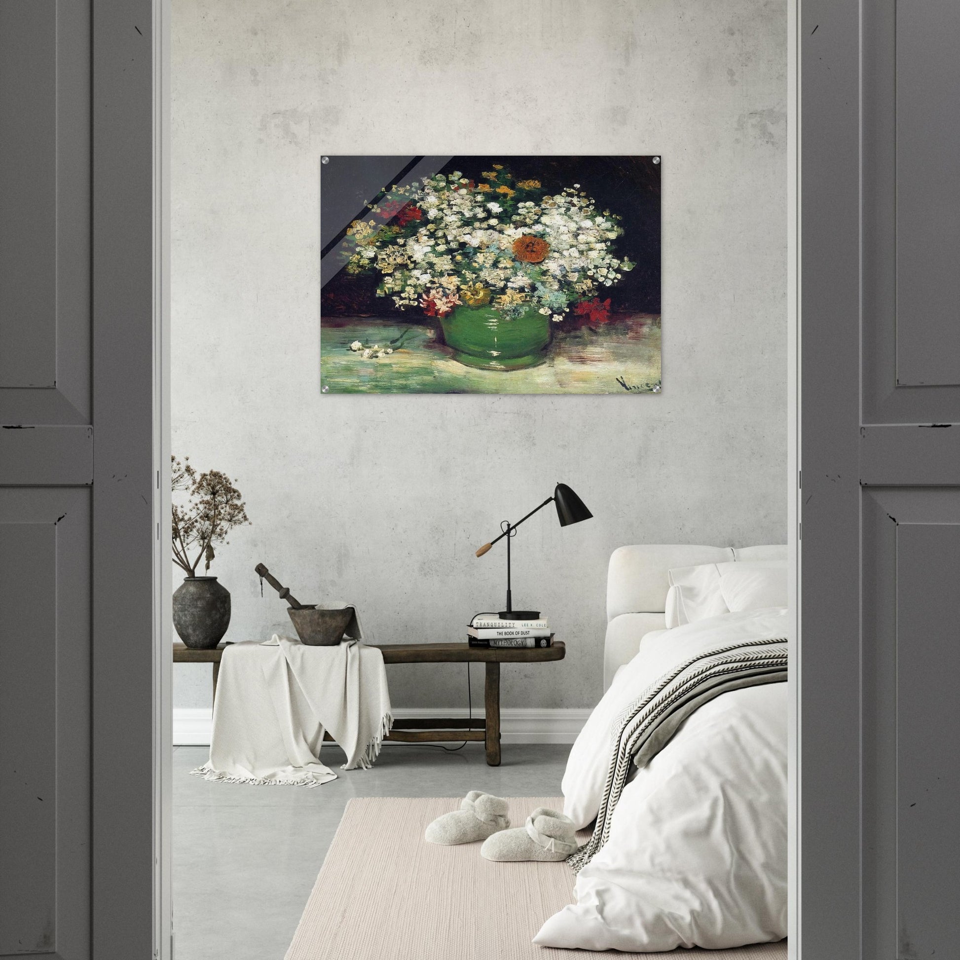 Vase with Zinnias and Other Flowers - Vincent van Gogh Acrylic Print - 70x100 cm / 28x40″ inches