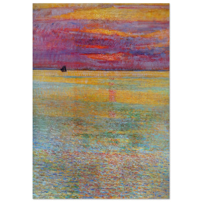 Sunset at Sea - Childe Hassam Brushed Aluminum Print - 70x100 cm / 28x40 inches | Childe Hassam Aluminum Print | Childe Hassam Prints