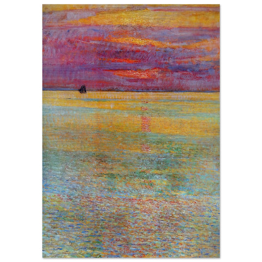 Sunset at Sea - Childe Hassam Brushed Aluminum Print - 70x100 cm / 28x40 inches | Childe Hassam Aluminum Print | Childe Hassam Prints