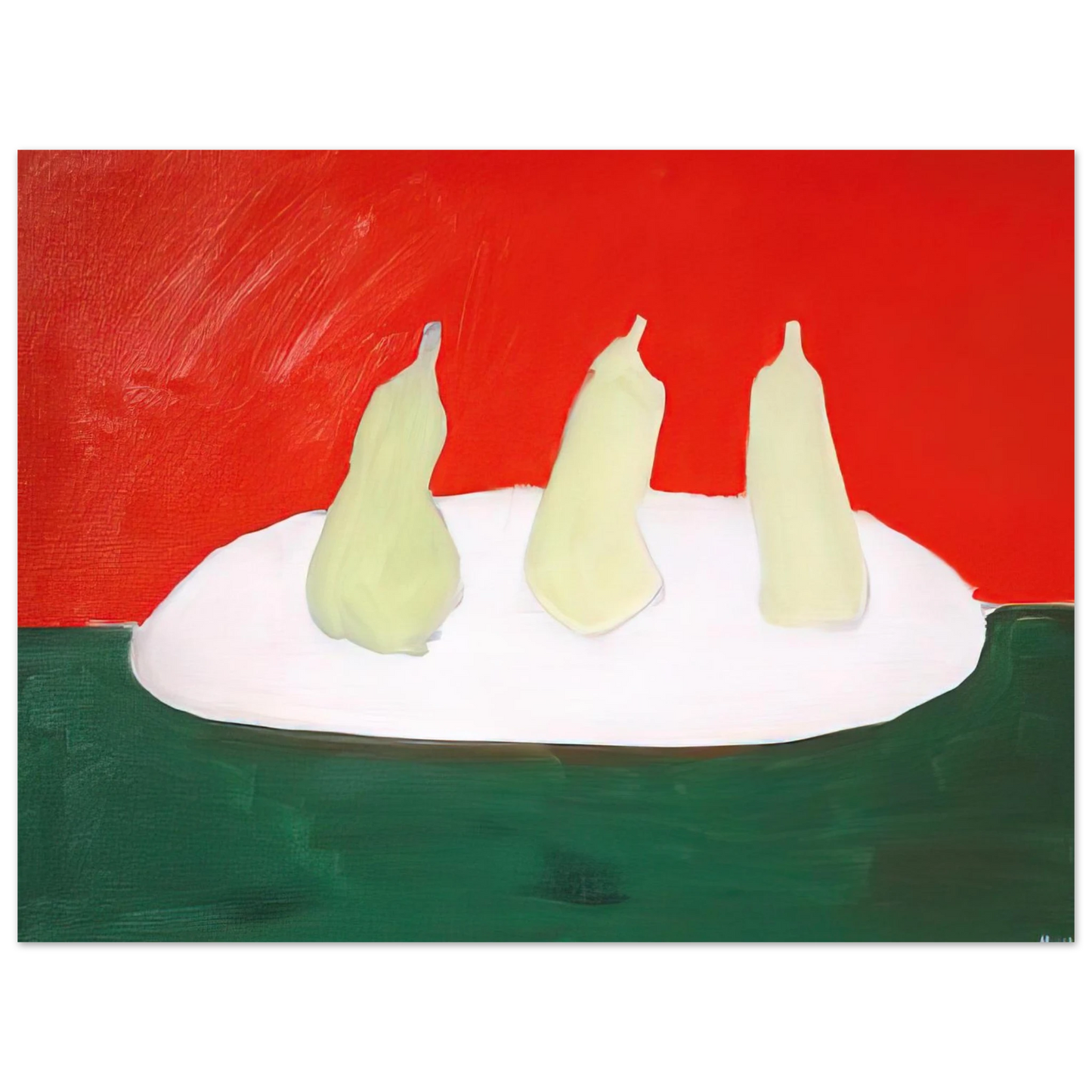 Nicolas de Stael - Nature morte, poires, fond vert et orange - Art Informel Fine Art Poster - 13x18 cm / 5x7 inches