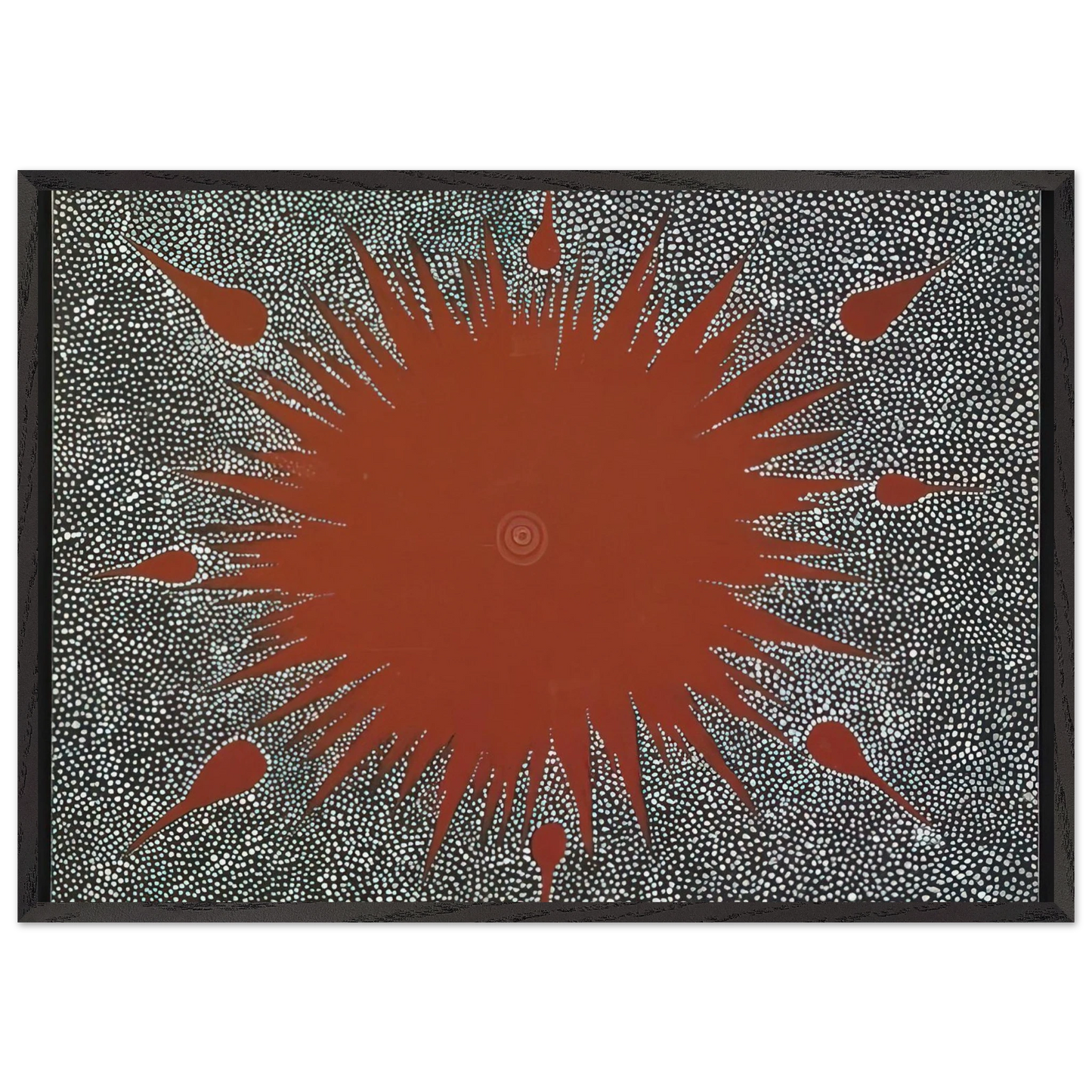 Dreaming Story at Warlugulong - 1976 - Clifford Possum Tjapaltjarri Framed Art Print – Black Wooden Frame - Default Title - -Framed Art Print
