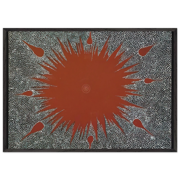 Dreaming Story at Warlugulong - 1976 - Clifford Possum Tjapaltjarri 70x100 cm / 28x40 inches Framed Art Print – Black Wooden Frame