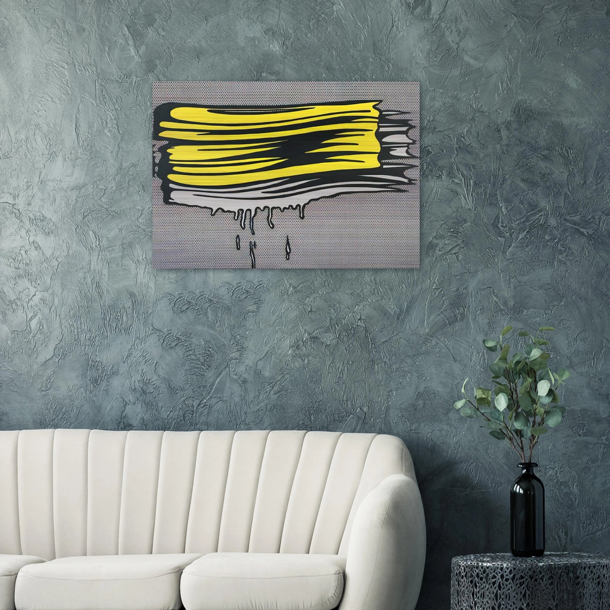 YELLOW AND WHITE BRUSHSTROKES 1965 - Roy Lichtenstein Brushed Aluminum Print - 70x100 cm / 28x40 inches | Roy Lichtenstein Aluminum Print | Roy Lichtenstein Prints