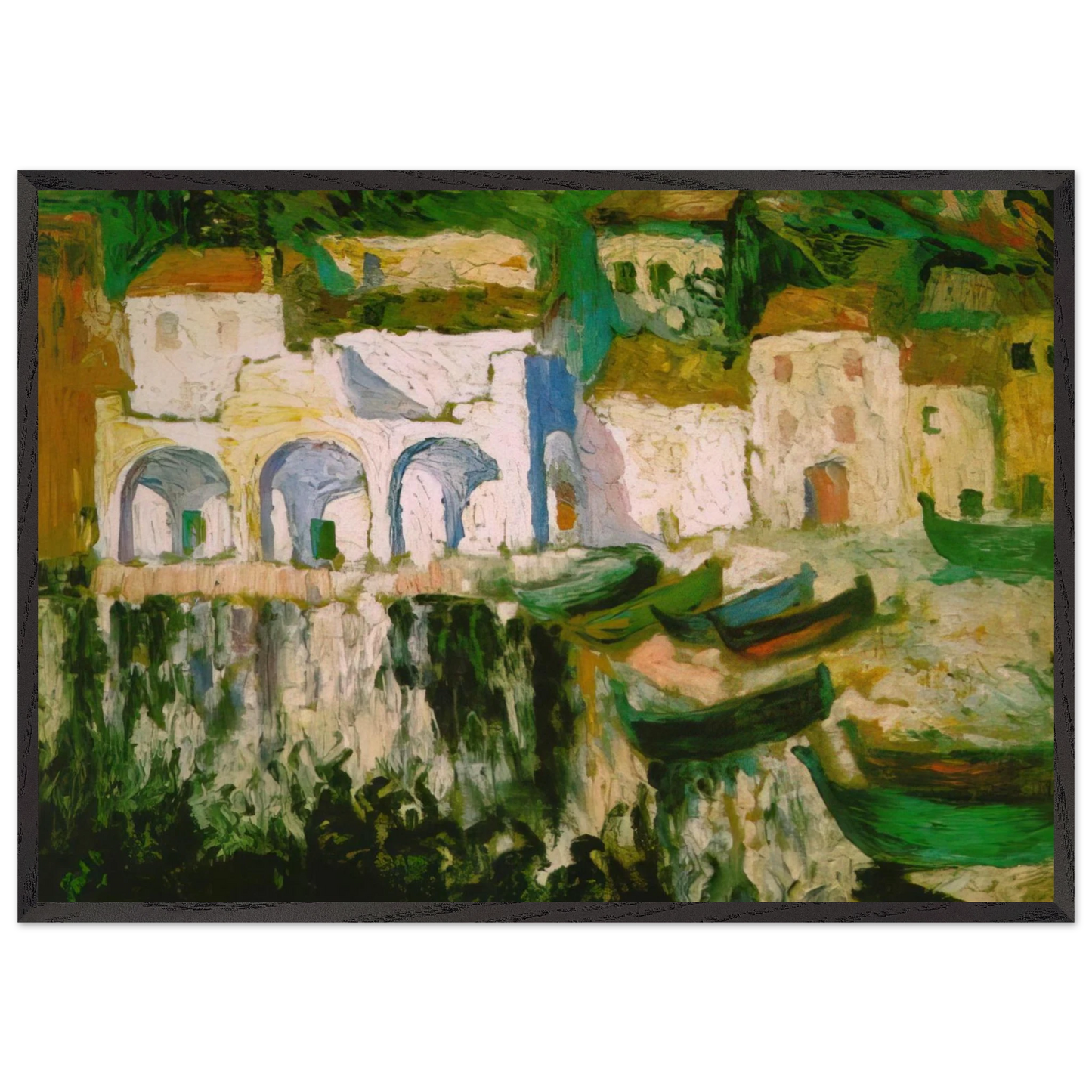 VIEW OF PORTDOGUE PORT ALUGER - Salvador Dali Framed Art Print – Black Wooden Frame - Default Title - -Framed Art Print