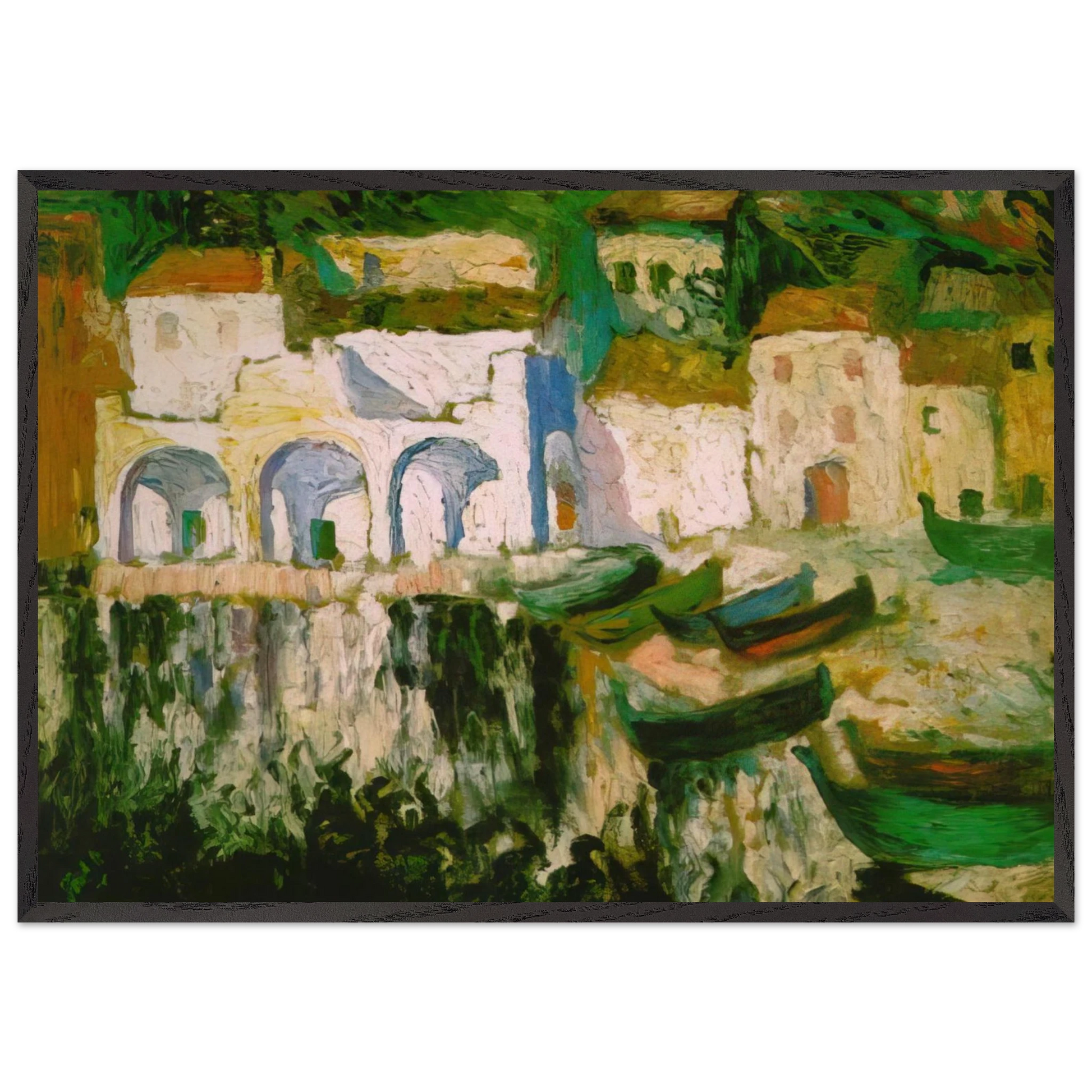 VIEW OF PORTDOGUE PORT ALUGER - Salvador Dali Framed Art Print – Black Wooden Frame - Default Title - -Framed Art Print