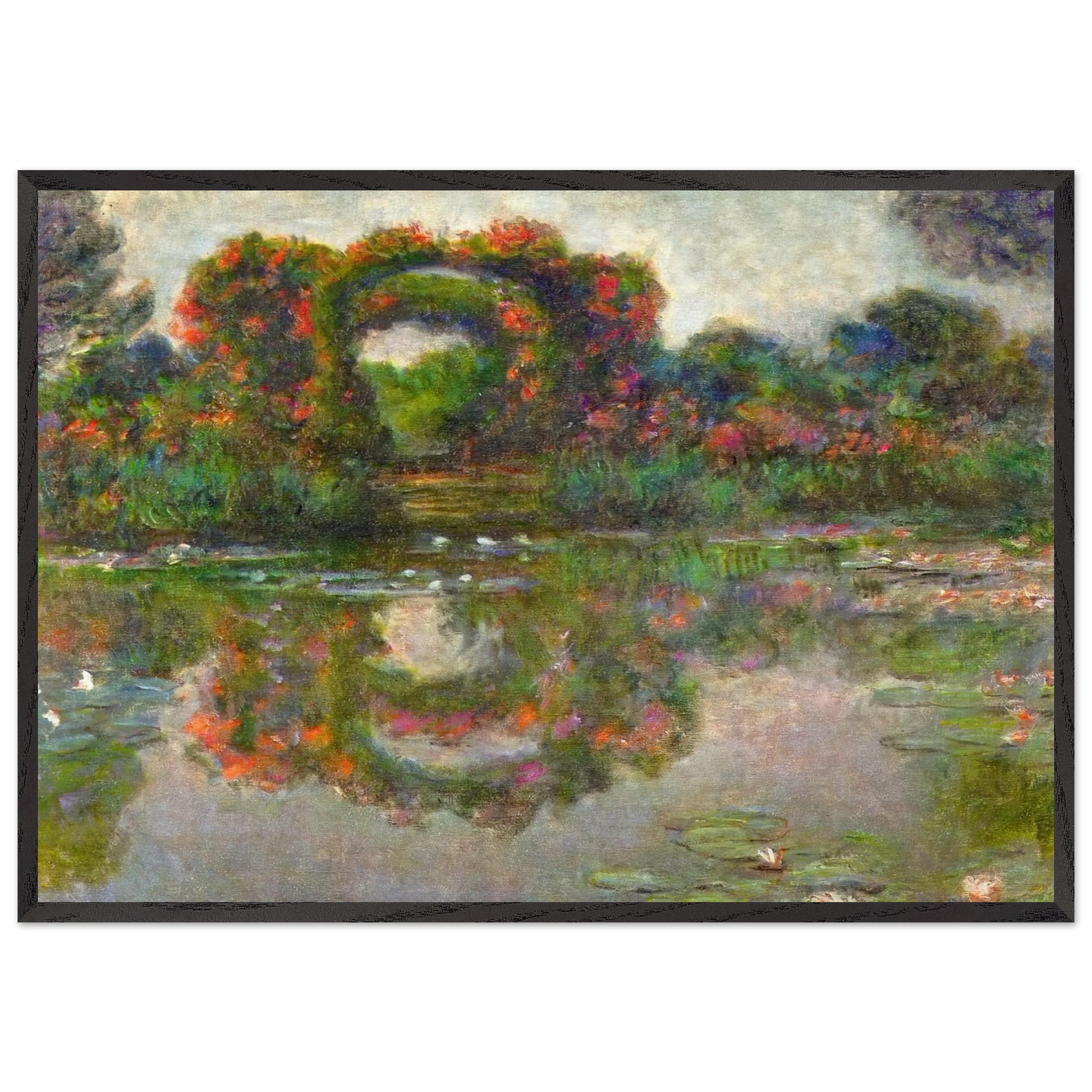 Rose Flowered Arches at Giverny - claude monet Framed Art Print – Black Wooden Frame - Default Title - -Framed Art Print
