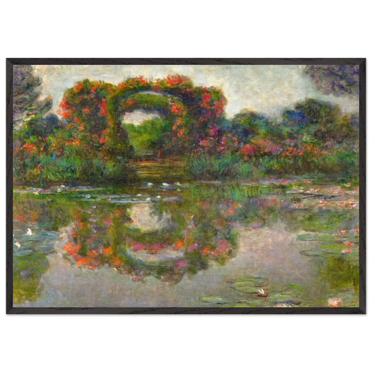 Rose Flowered Arches at Giverny - claude monet Framed Art Print – Black Wooden Frame - Default Title - -Framed Art Print