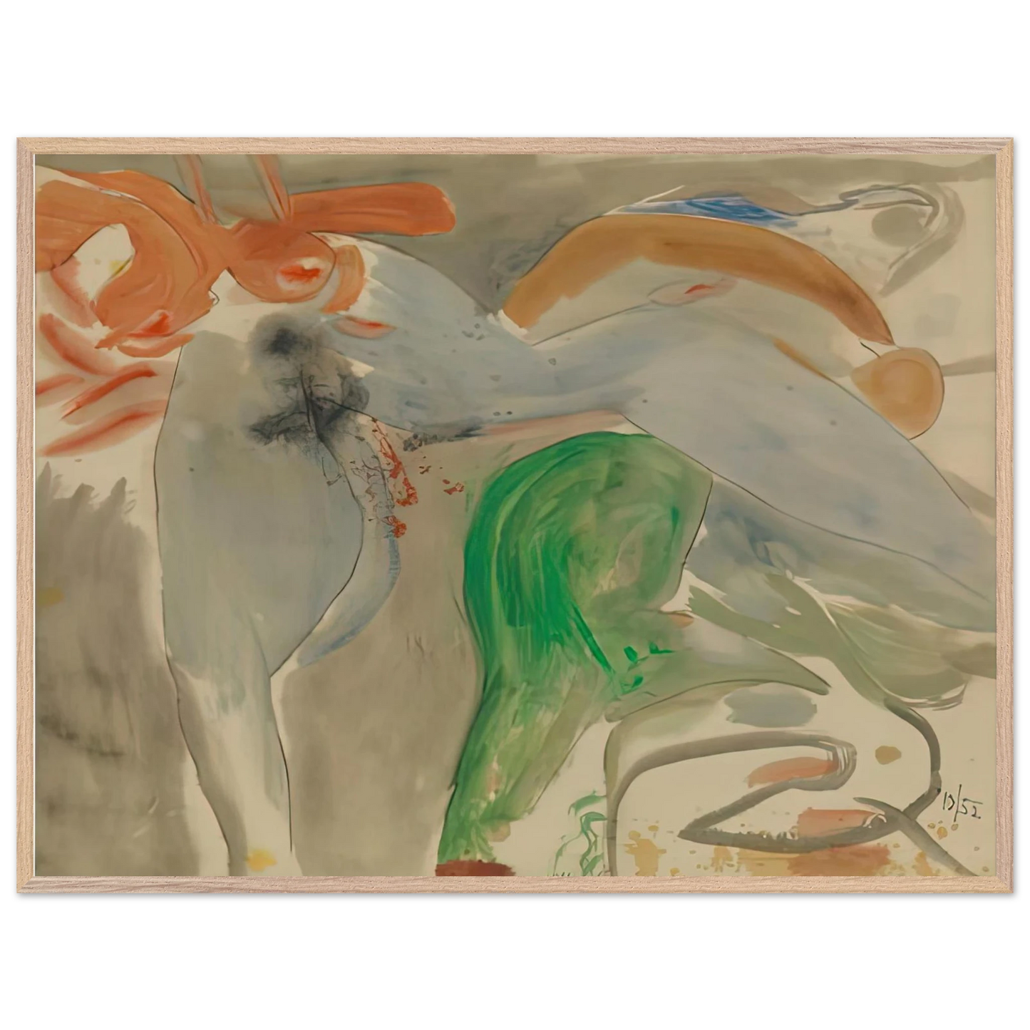 Helen Frankenthaler - Scene with Nude, 1952- Wall Art - 60x80 cm / 24x32 inches - Fine Art Poster - -