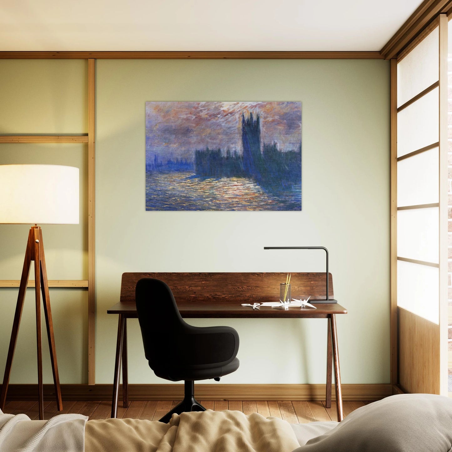 Parliament, Reflections on the Thames - claude monet Brushed Aluminum Print - 70x100 cm / 28x40 inches | claude monet Aluminum Print | claude monet Prints