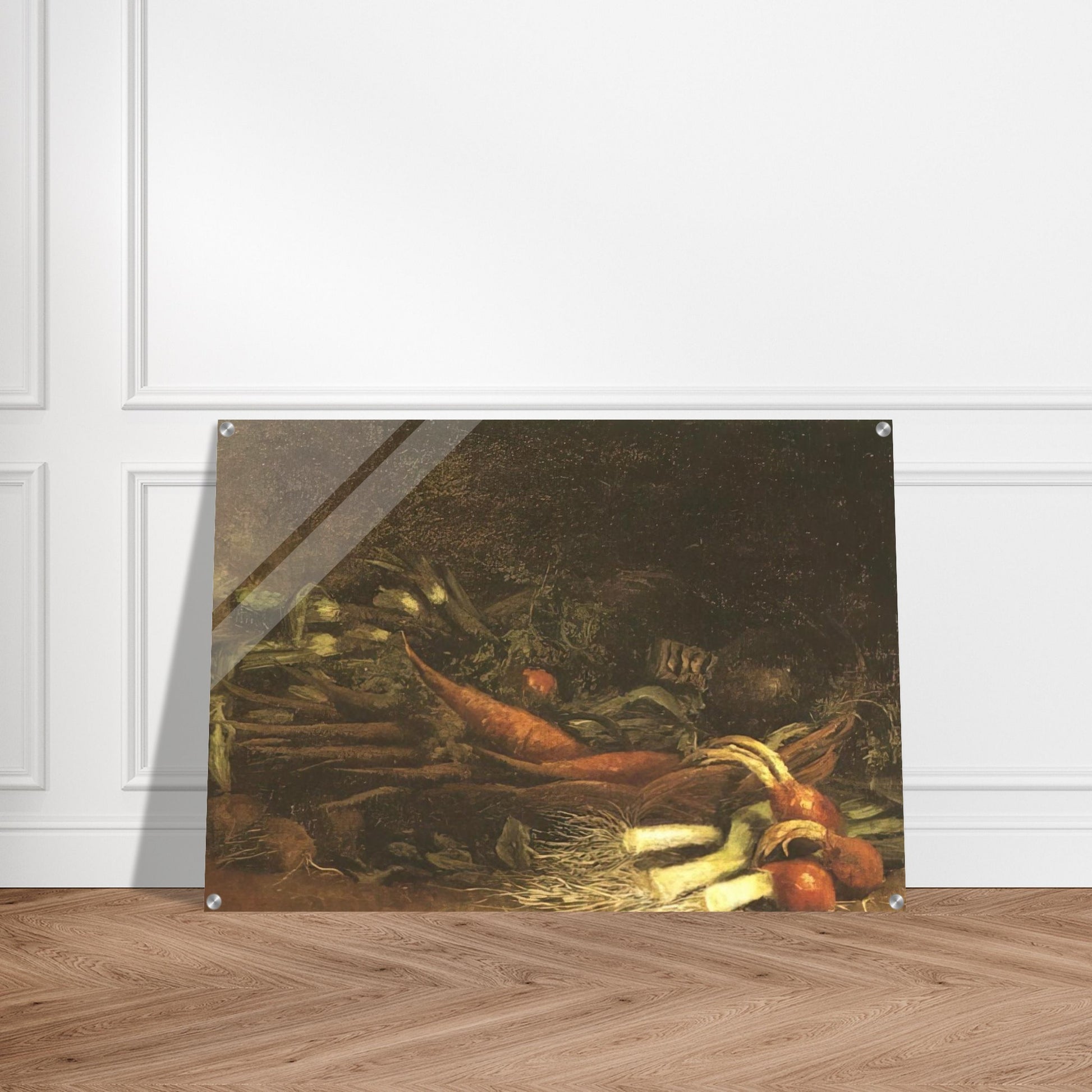 Still life with a basket of vegetables - Vincent van Gogh Acrylic Print - 70x100 cm / 28x40″ inches | Vincent van Gogh Wall Art | Vincent van Gogh Prints