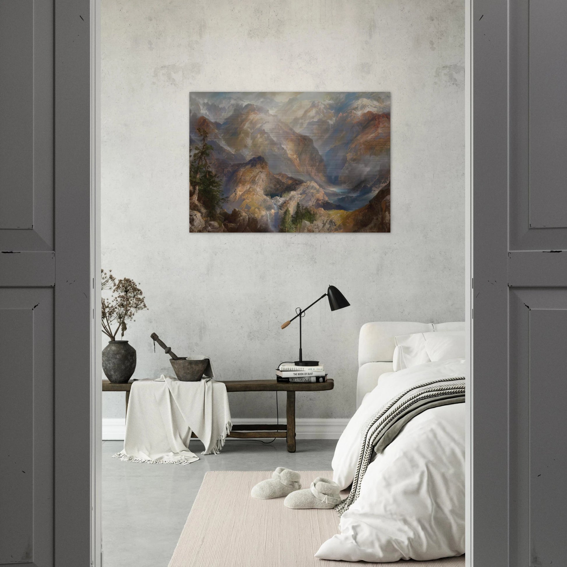 Morning in the Sierras - Thomas Moran Brushed Aluminum Print - 70x100 cm / 28x40 inches | Thomas Moran Aluminum Print | Thomas Moran Prints