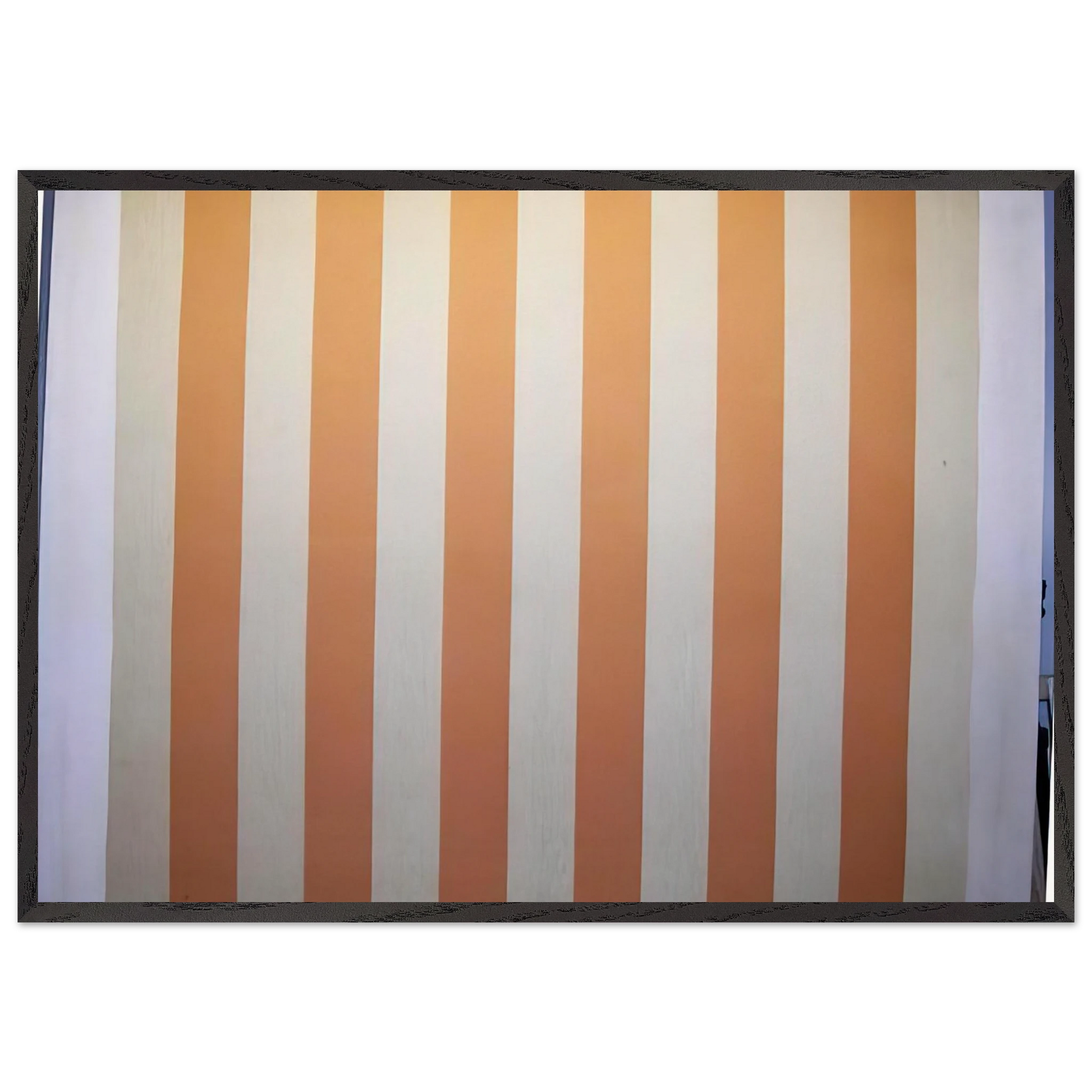 Peinture acrylique blanche sur tissu raye blanc et orange - 1967 - Daniel Buren Framed Art Print – Black Wooden Frame - Default Title - -Framed Art Print