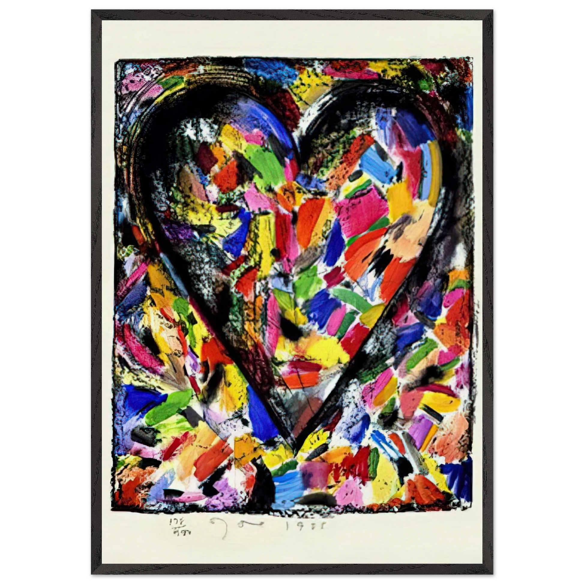 CONFETTI HEART 1985 - Jim Dine Framed Art Print – Black Wooden Frame - Default Title - -Framed Art Print