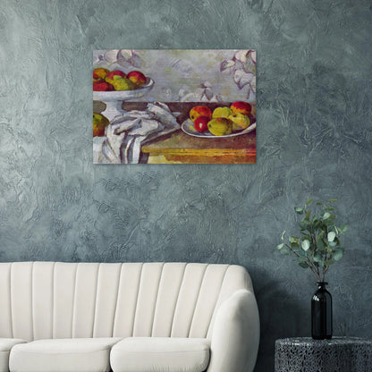 Still life with apples and fruit bowl - Paul Cézanne Brushed Aluminum Print - 70x100 cm / 28x40 inches | Paul Cézanne Aluminum Print | Paul Cézanne Prints