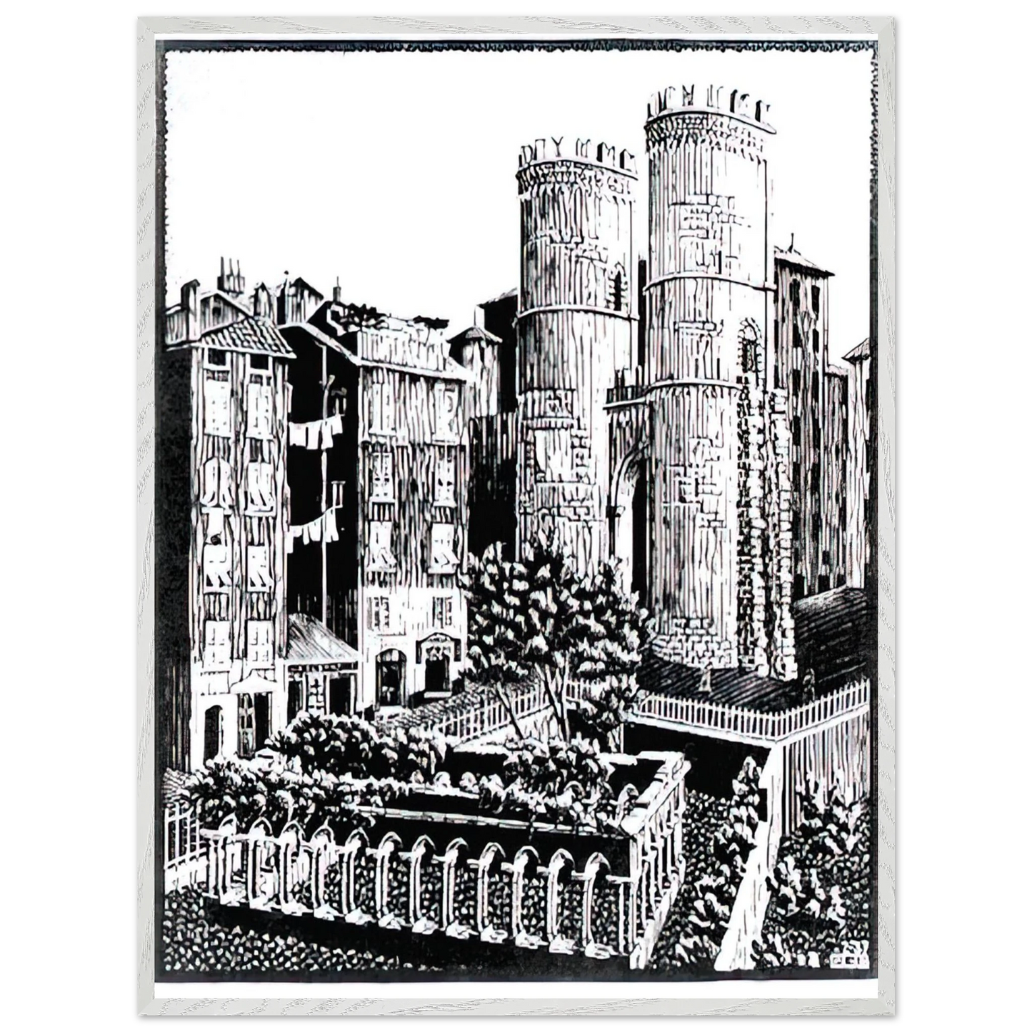 MC Escher - ESCHER (25) Wall Art - 60x80 cm / 24x32 inches - Premium Wooden Framed Poster With Fine Art Paper - Black frame