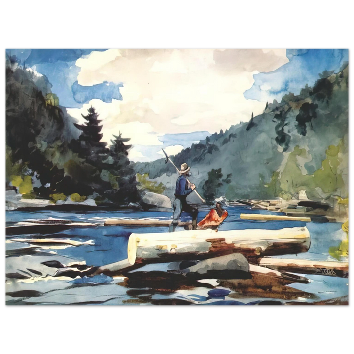 Winslow Homer - HUDSON RIVER LOGGING  75x100 cm / 30x40inches Fine Art Poster