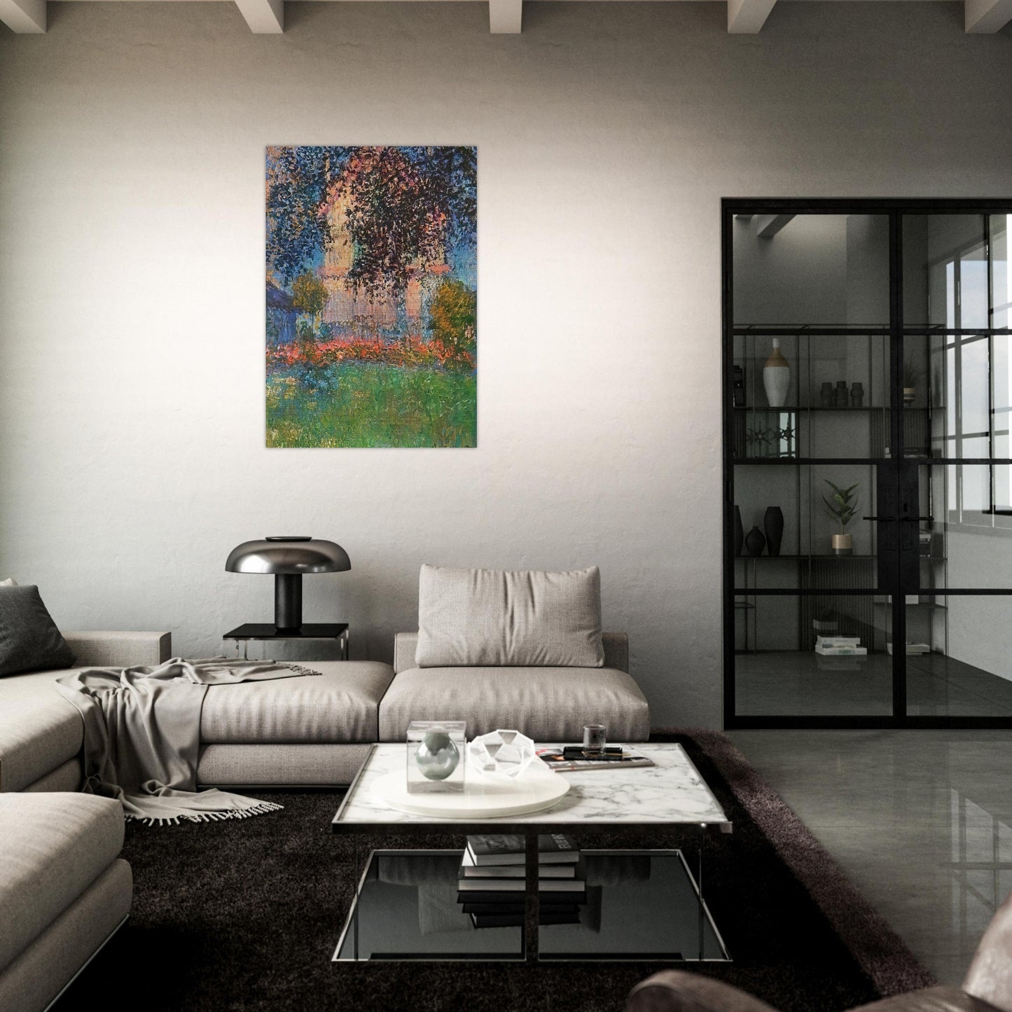 The Artist's House in Argenteuil - claude monet Brushed Aluminum Print - 70x100 cm / 28x40 inches | claude monet Aluminum Print | claude monet Prints