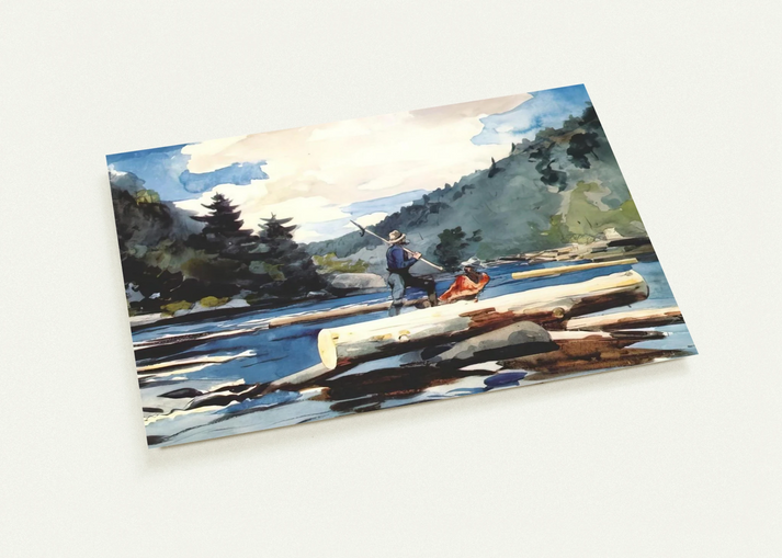 HUDSON RIVER LOGGING By Winslow Homer Pack of 10 Post Cards | Winslow Homer Post Cards | A6 (10.5 x 14.8 cm) - 4.1 x 5.8 inches