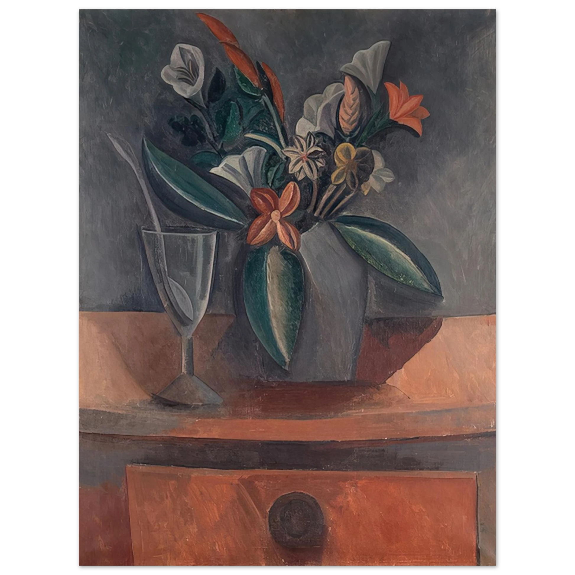 Pablo Picasso - Flowers in a Grey Jar - 1908 Fine Art Poster - Default Title
