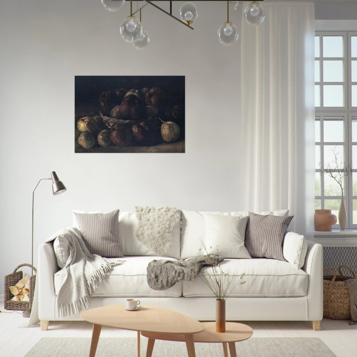 Still life with a basket of apples - Vincent van Gogh Brushed Aluminum Print - 70x100 cm / 28x40 inches | Vincent van Gogh Aluminum Print | Vincent van Gogh Prints