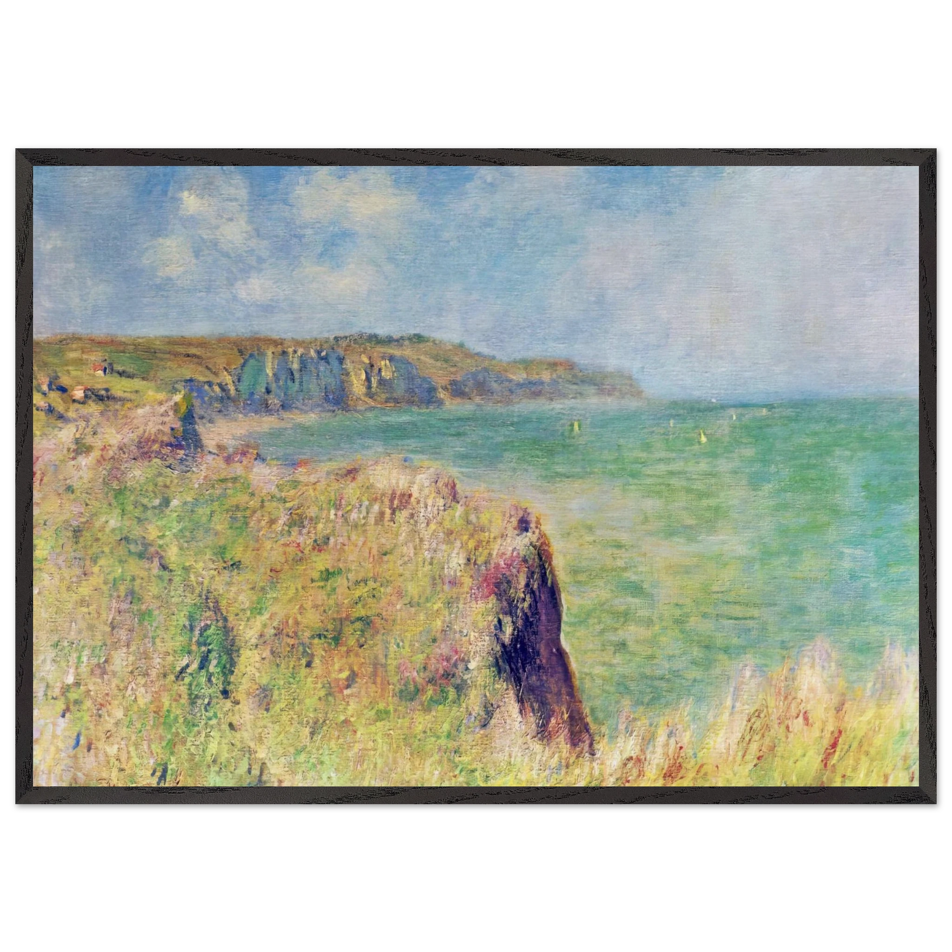 Edge of the Cliff at Pourville - claude monet Framed Art Print – Black Wooden Frame - Default Title - -Framed Art Print