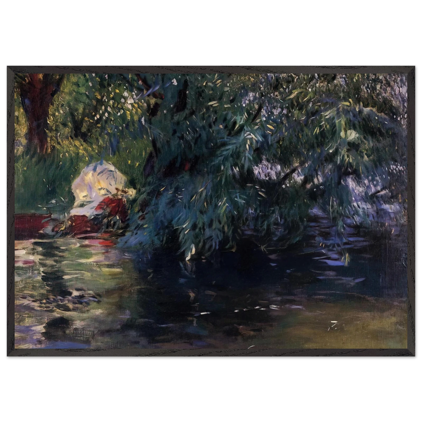 A Backwater Calcot Mill near Reading - John Singer Sargent Framed Art Print – Black Wooden Frame - Default Title - -Framed Art Print