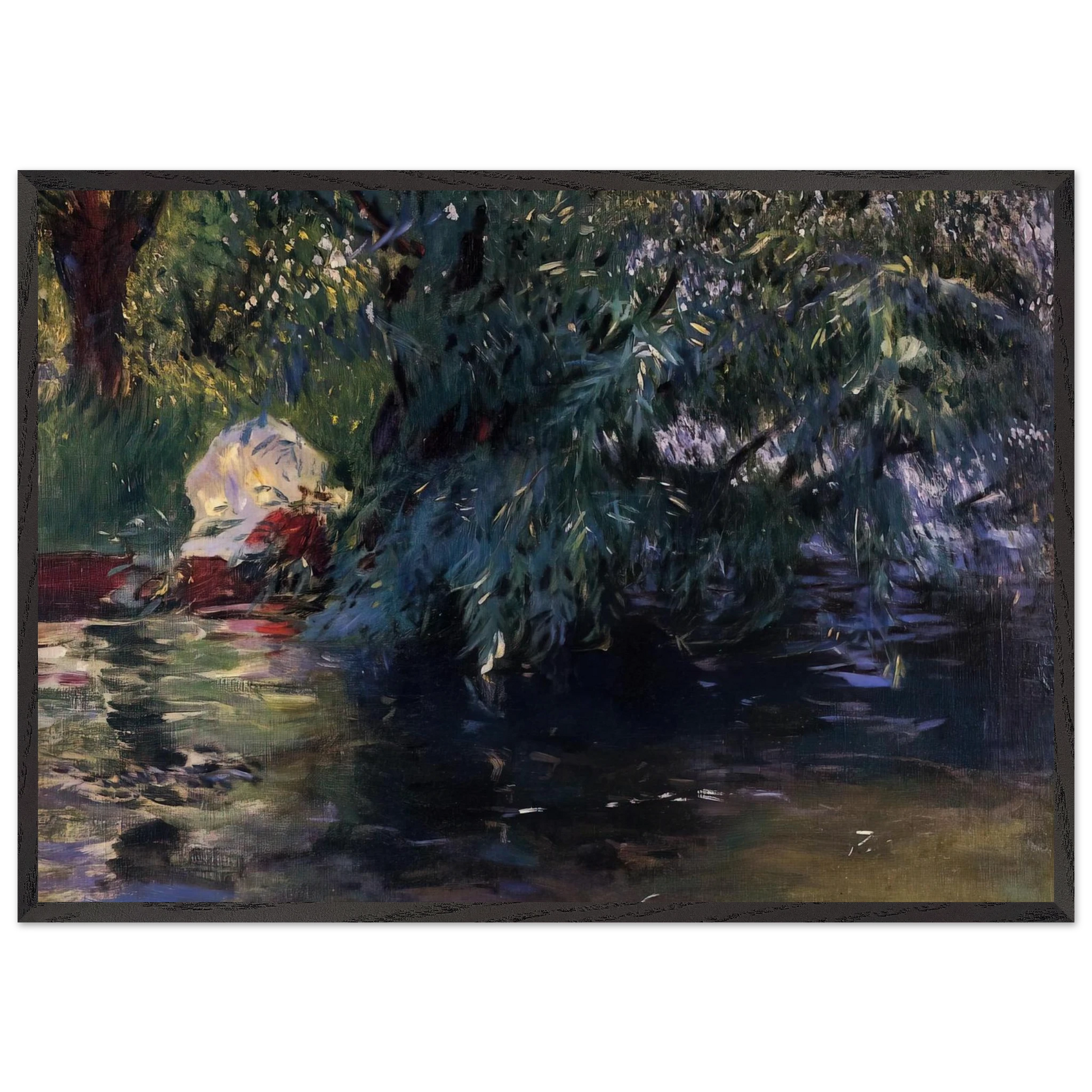 A Backwater Calcot Mill near Reading - John Singer Sargent Framed Art Print – Black Wooden Frame - Default Title - -Framed Art Print