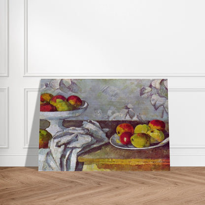 Still life with apples and fruit bowl - Paul Cézanne Brushed Aluminum Print - 70x100 cm / 28x40 inches | Paul Cézanne Aluminum Print | Paul Cézanne Prints