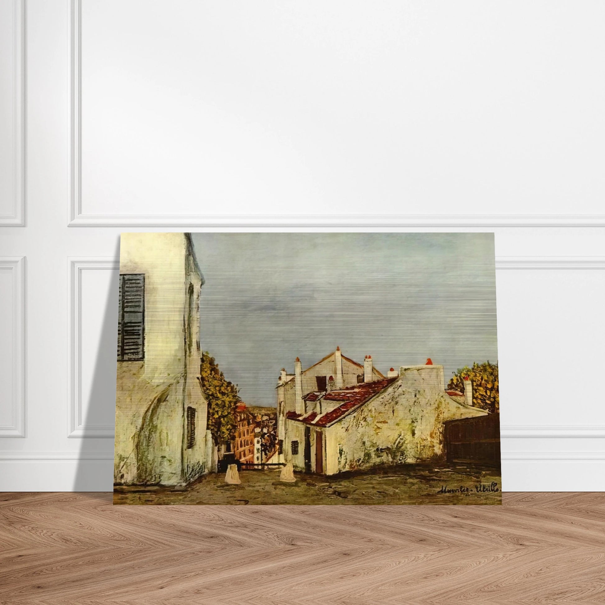 HOUSES IN MONTMARTRE - Maurice Utrillo Brushed Aluminum Print - 70x100 cm / 28x40 inches | Maurice Utrillo Aluminum Print | Maurice Utrillo Prints