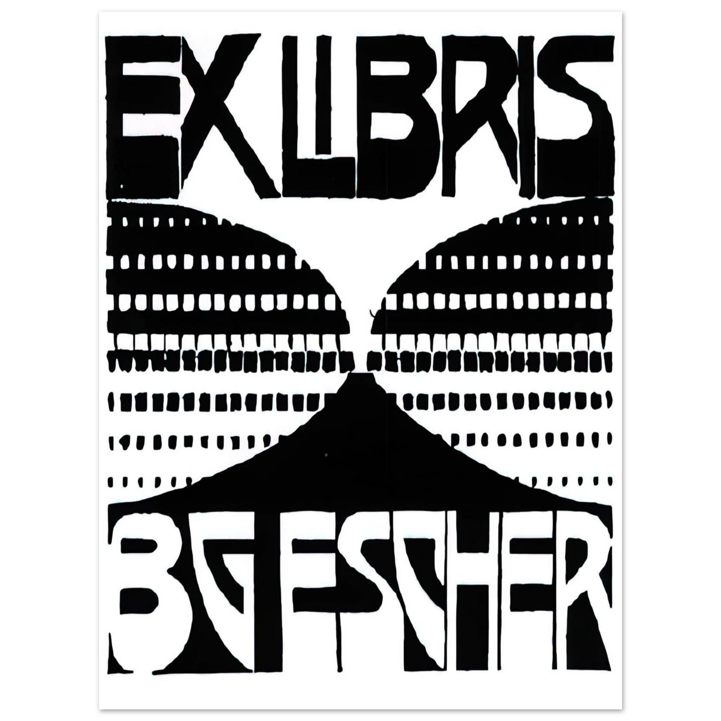 MC Escher - BOOKPLATE B G ESCHER BEER Wall Art - 30x40 cm / 12x16 inches - Premium Wooden Framed Poster With Fine Art Paper - Black frame