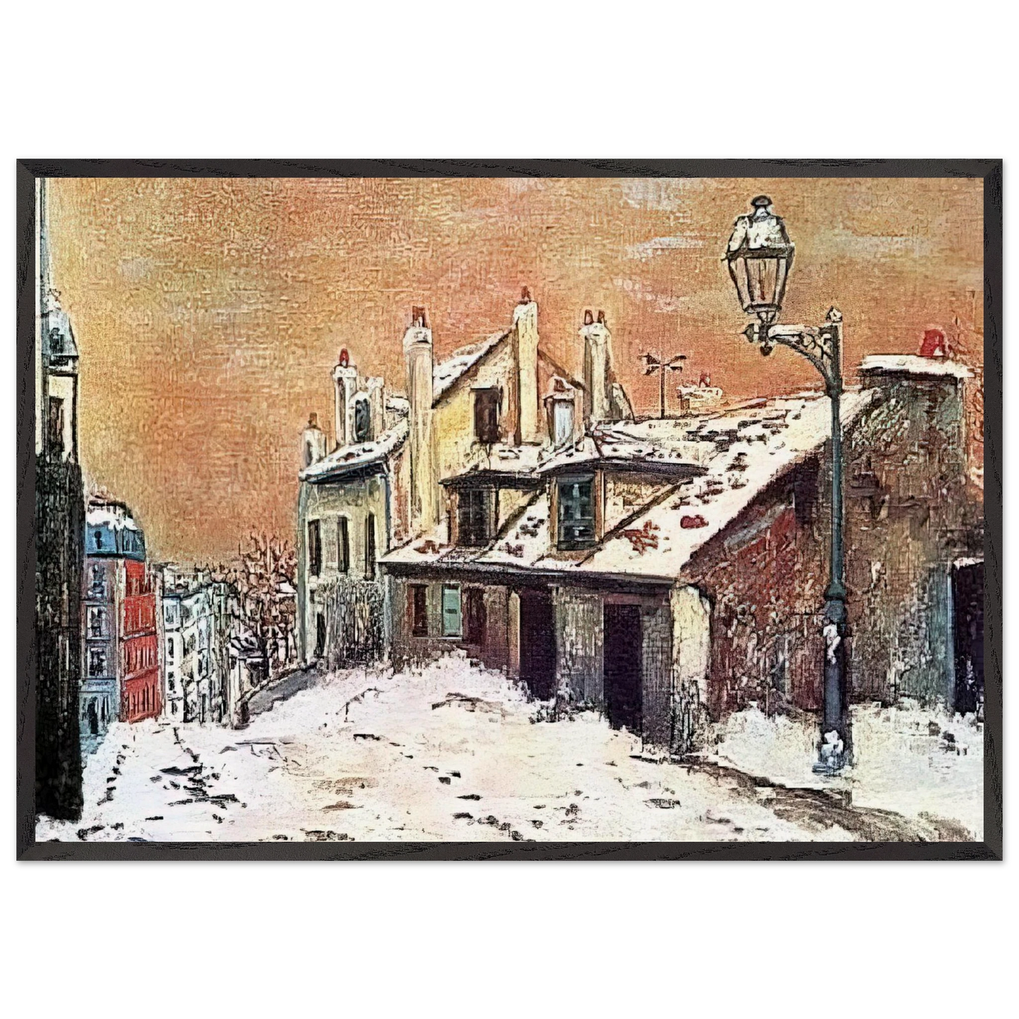 WINTER SCENE - Maurice Utrillo Framed Art Print – Black Wooden Frame - Default Title - -Framed Art Print