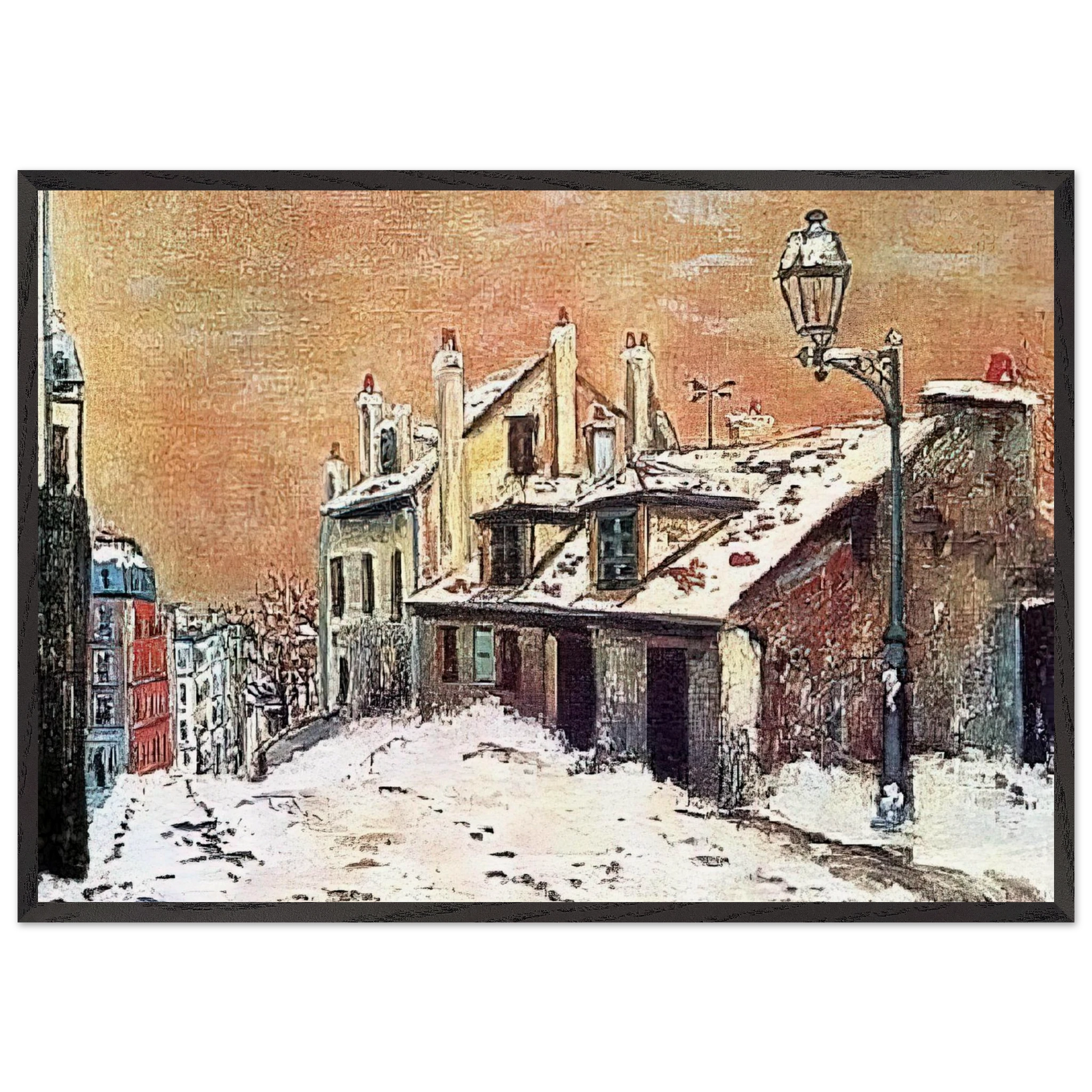 WINTER SCENE - Maurice Utrillo Framed Art Print – Black Wooden Frame - Default Title - -Framed Art Print