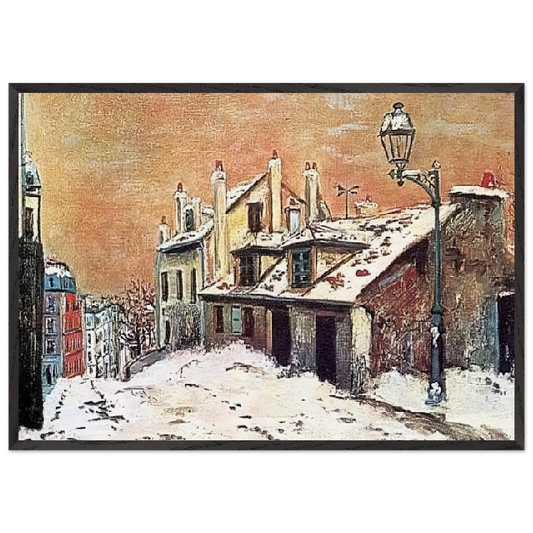 WINTER SCENE - Maurice Utrillo Framed Art Print – Black Wooden Frame - Default Title - -Framed Art Print