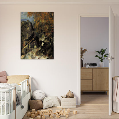 Rock in the Forest of Fontainbleau - Paul Cézanne Brushed Aluminum Print - 70x100 cm / 28x40 inches | Paul Cézanne Aluminum Print | Paul Cézanne Prints