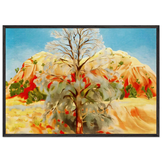 Dead Tree with Pink Hill - Georgia OKeeffe 70x100 cm / 28x40 inches Framed Art Print – Black Wooden Frame