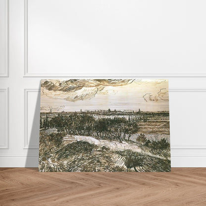 View of Arles from a Hill - Vincent van Gogh Brushed Aluminum Print - 70x100 cm / 28x40 inches | Vincent van Gogh Aluminum Print | Vincent van Gogh Prints