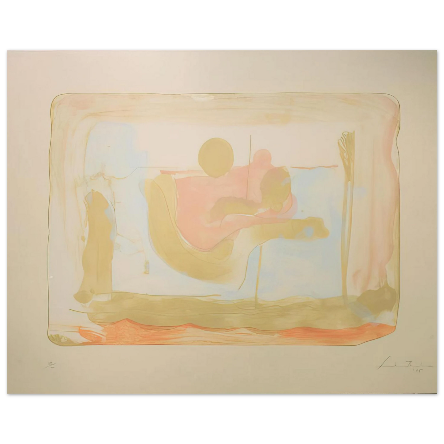 Helen Frankenthaler - Reflections I - 1995 Wall art - 45x60 cm / 18x24 inches - Premium Wooden Framed Poster With Fine Art Paper - Black frame