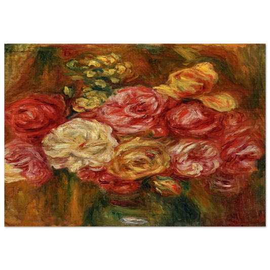 Bouquet of Roses in a Green Vase - Pierre-Auguste Renoir Brushed Aluminum Print - 70x100 cm / 28x40 inches | Pierre-Auguste Renoir Aluminum Print | Pierre-Auguste Renoir Prints