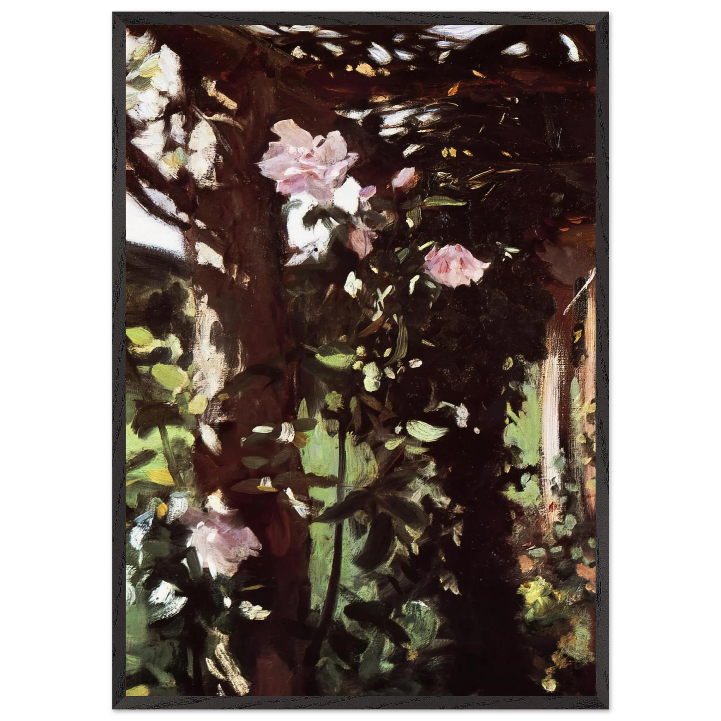 A Rose Trellis Roses at Oxfordshire - John Singer Sargent Framed Art Print – Black Wooden Frame - Default Title - -Framed Art Print