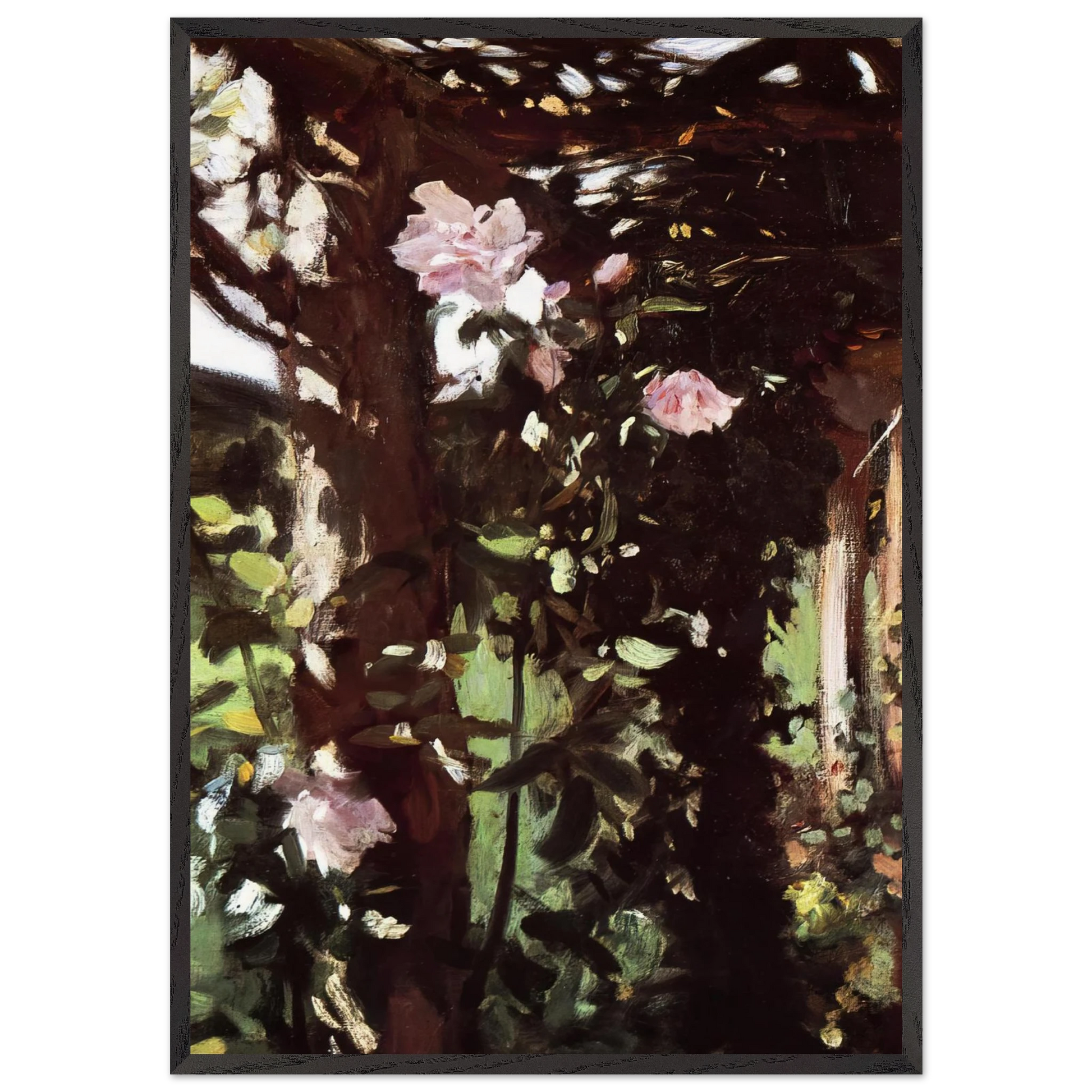 A Rose Trellis Roses at Oxfordshire - John Singer Sargent Framed Art Print – Black Wooden Frame - Default Title - -Framed Art Print